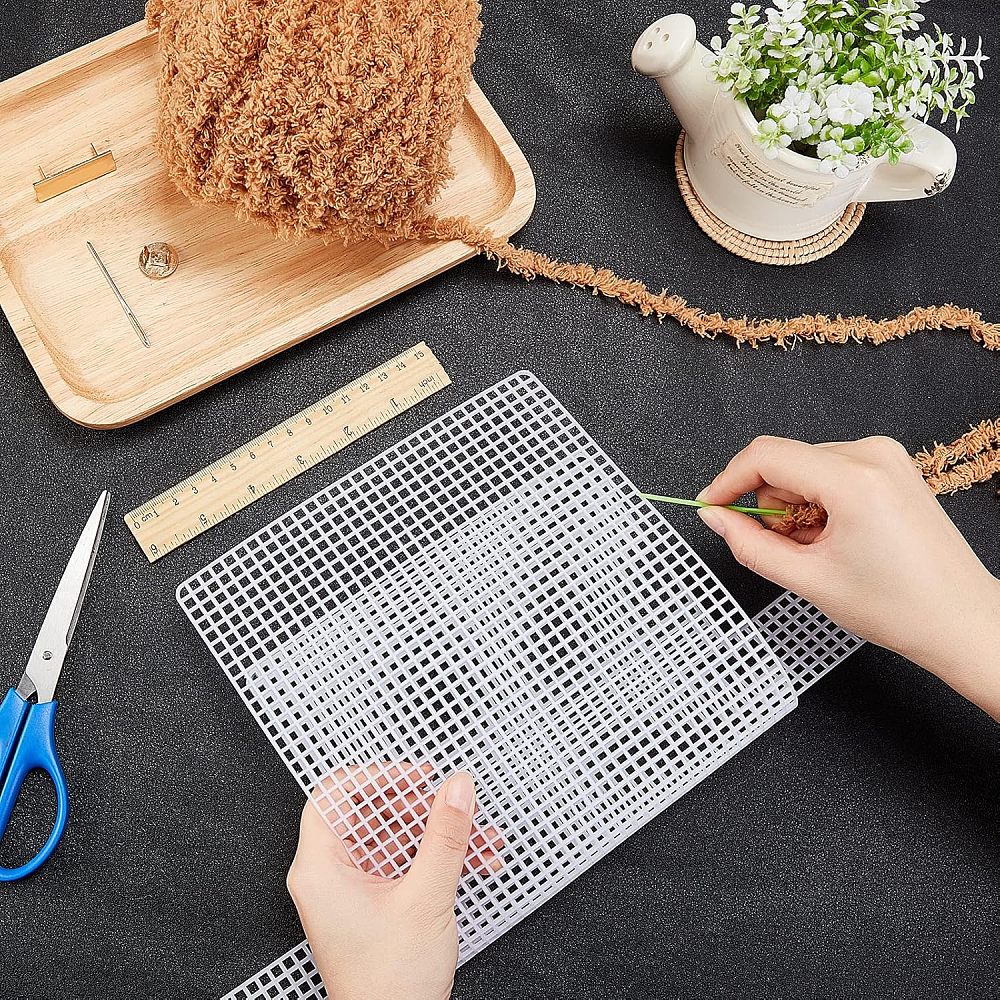 Embroidery Canvas Mesh Plastic Sheets 14x15 Inch (10 Pieces) Hole 4x4mm Rectangle White For Cross Stitching DIY Knitting Crochet Crafts (#Ot1)