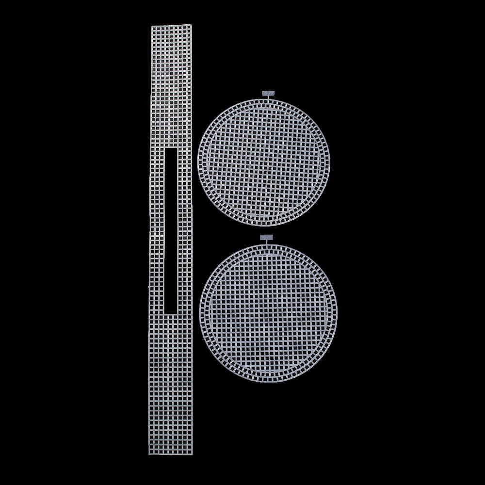 Embroidery Canvas Mesh Bottom Side Padding Plastic Sheets (6.75 Inch Round x 2 PCs, 22x2 Inch Rectangle x 1 PC) Hole 4x4mm White For Bag Purse Making [ac-sewsupp-00006-m33]