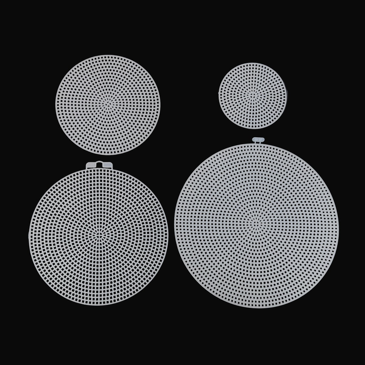 Embroidery Canvas Mesh Plastic Sheets Round (4 Sizes, 3, 4.5, 6, 7 Inch) Hole 2x2mm For DIY Crafts Bag Padding White For Cross Stitching Knitting