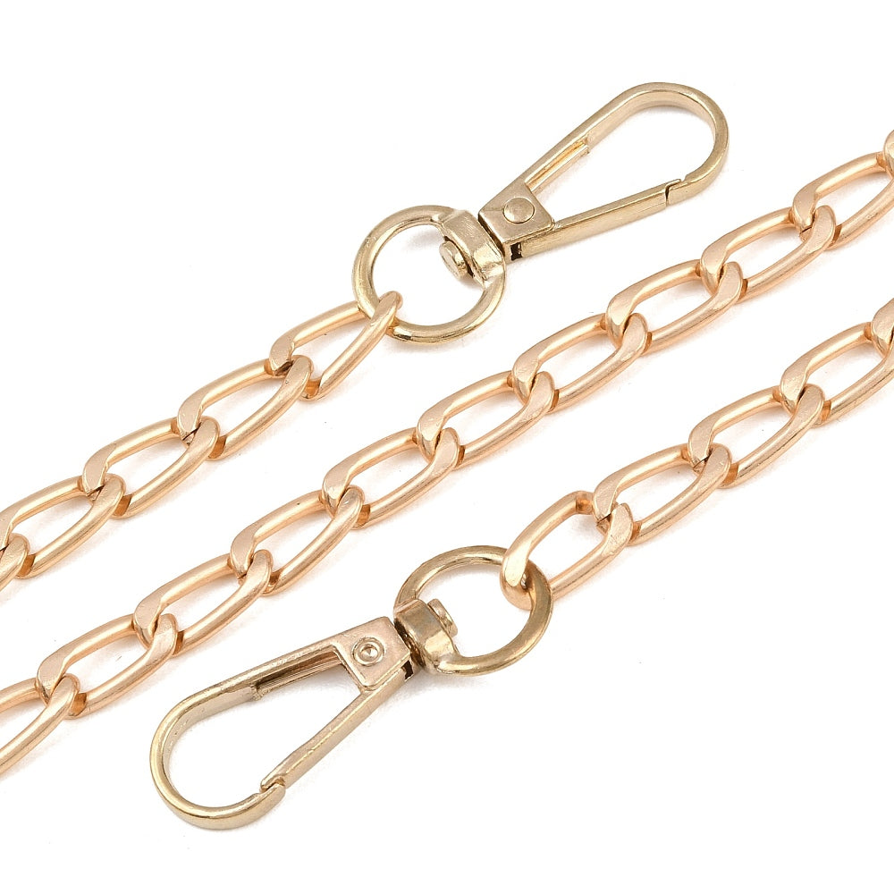 Alloy Twisted Bag Chains (1.2 Meter) With Clasp Lock Link 15x7x2 MM Light Gold Color Purse Sling Tote Replacement Parts Handles