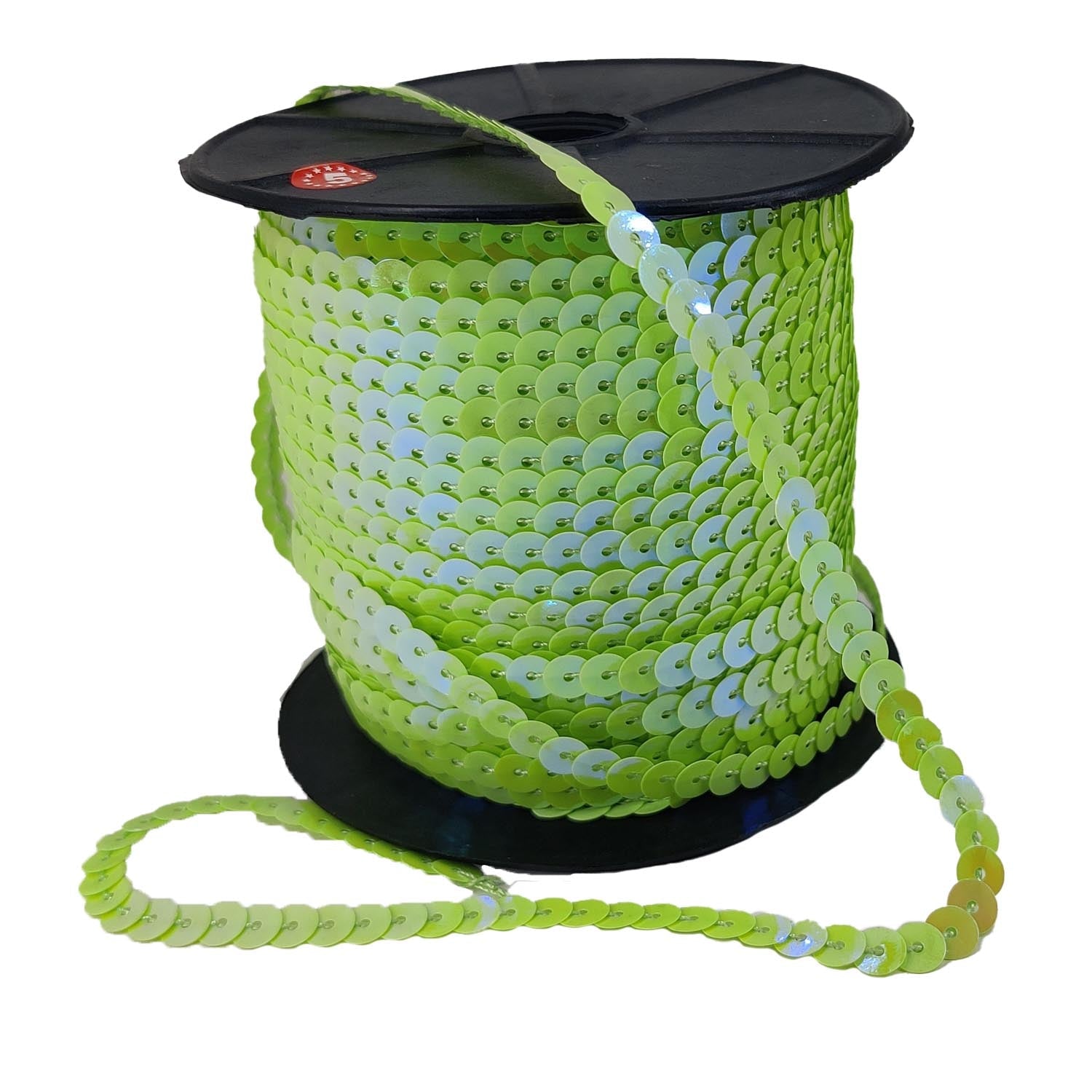 Sequins Chain Rolls (10 Meters) Shine Reflective Light Green 6 MM Round Paillettes For Sewing Accessories Garment Ornament Decorative Embellishments [ac-sewsupp-00010-m10]