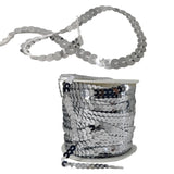 Sequins Chain Rolls (10 Meters) Silver Color 6 MM Round Paillettes For Sewing Accessories Garment Ornament Decorative Embellishments [ac-sewsupp-00010-m13]