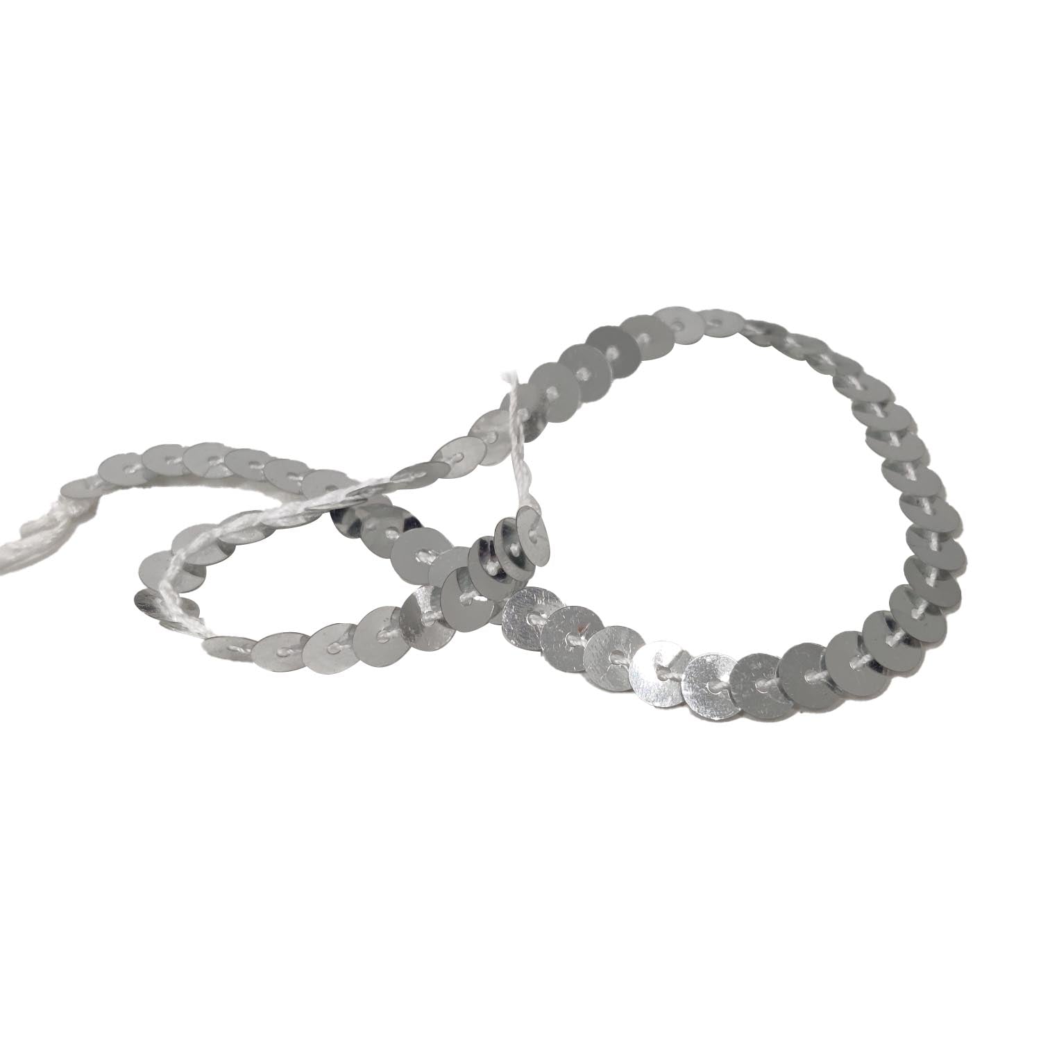 Sequins Chain Rolls (10 Meters) Silver Color 6 MM Round Paillettes For Sewing Accessories Garment Ornament Decorative Embellishments [ac-sewsupp-00010-m13]