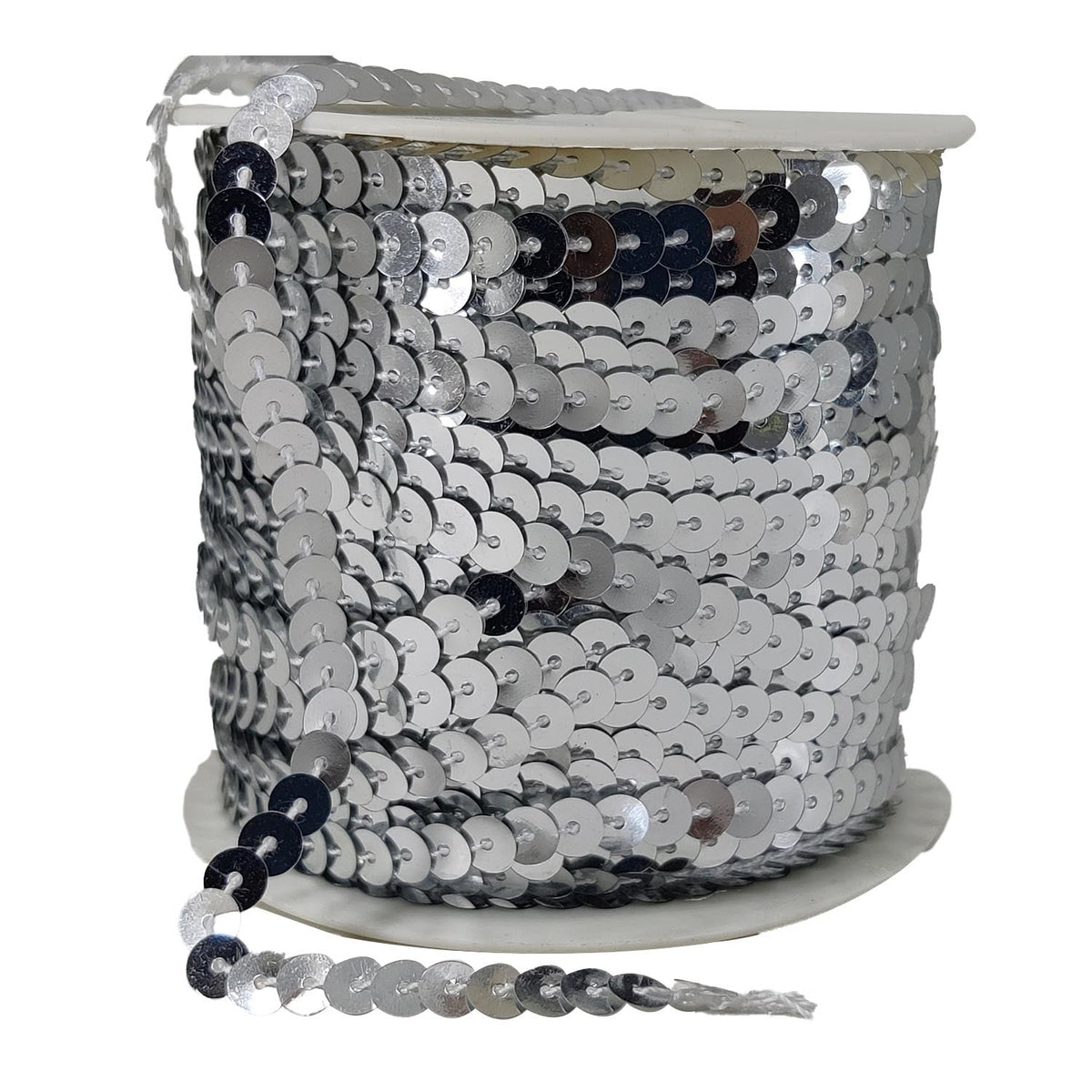 Sequins Chain Rolls (10 Meters) Silver Color 6 MM Round Paillettes For Sewing Accessories Garment Ornament Decorative Embellishments [ac-sewsupp-00010-m13]