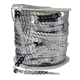 Sequins Chain Rolls (10 Meters) Silver Color 6 MM Round Paillettes For Sewing Accessories Garment Ornament Decorative Embellishments [ac-sewsupp-00010-m13]