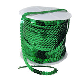 Sequins Chain Rolls (10 Meters) Thick Green 6 MM Round Paillettes For Sewing Accessories Garment Ornament Decorative Embellishments [ac-sewsupp-00010-m17]