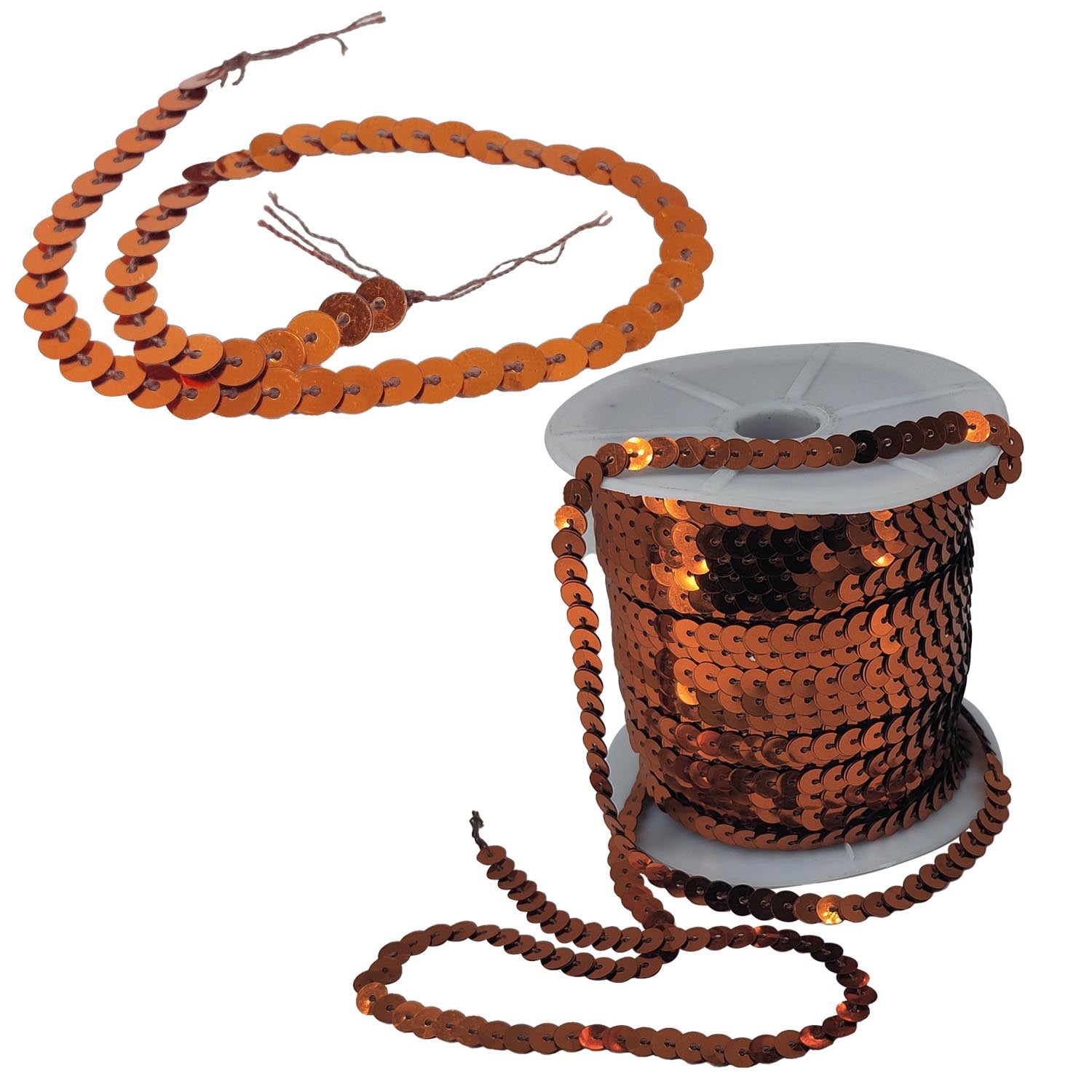 Sequins Chain Rolls (10 Meters) Chocolate Brown 6 MM Round Paillettes For Sewing Accessories Garment Ornament Decorative Embellishments [ac-sewsupp-00010-m18]