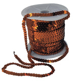 Sequins Chain Rolls (10 Meters) Chocolate Brown 6 MM Round Paillettes For Sewing Accessories Garment Ornament Decorative Embellishments [ac-sewsupp-00010-m18]