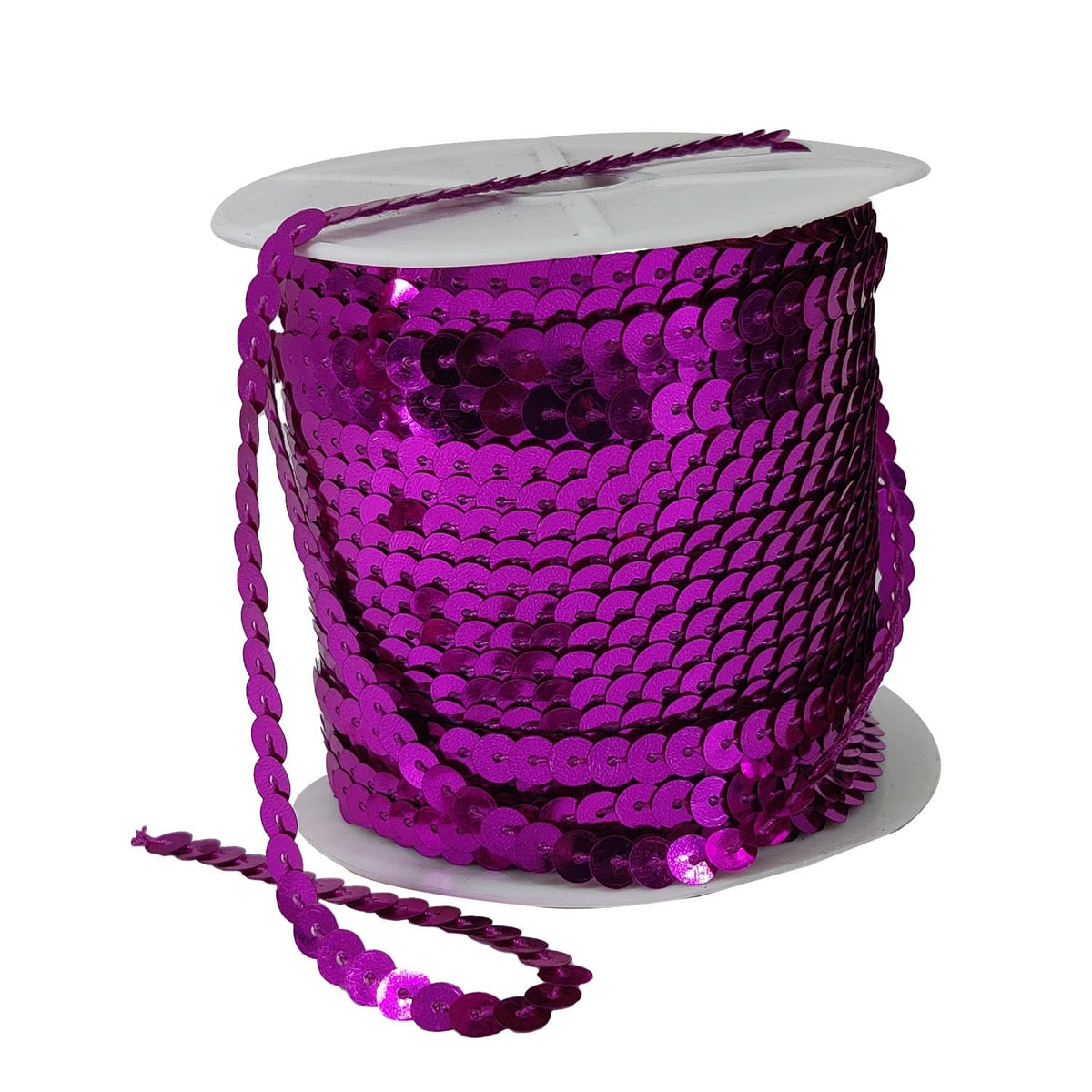 Sequins Chain Rolls (10 Meters) Dark Pink 6 MM Round Paillettes For Sewing Accessories Garment Ornament Decorative Embellishments [ac-sewsupp-00010-m19]
