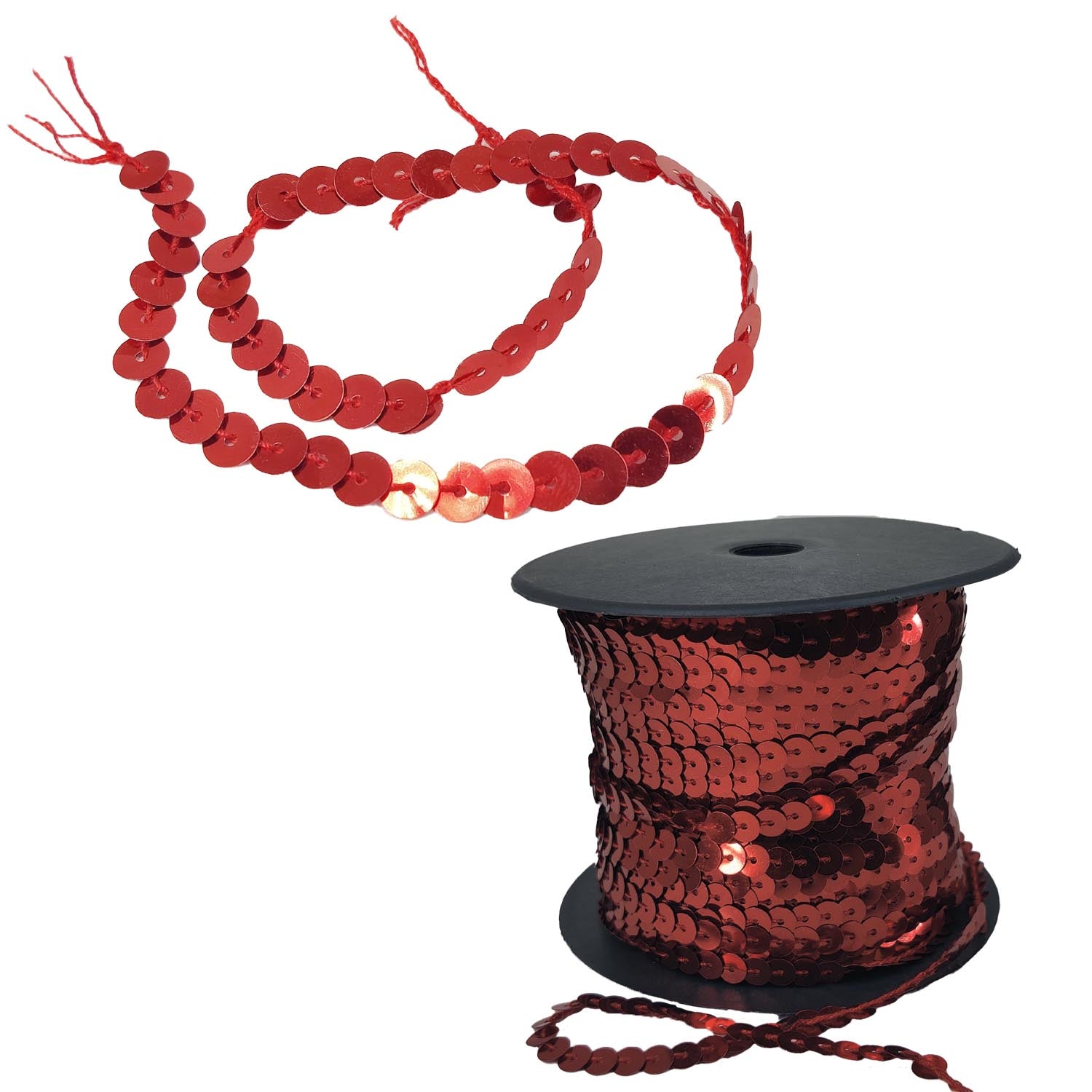 Sequins Chain Rolls (10 Meters) Shine Reflective Brownish Red 6 MM Round Paillettes For Sewing Accessories Garment Ornament Decorative Embellishments [ac-sewsupp-00010-m2]