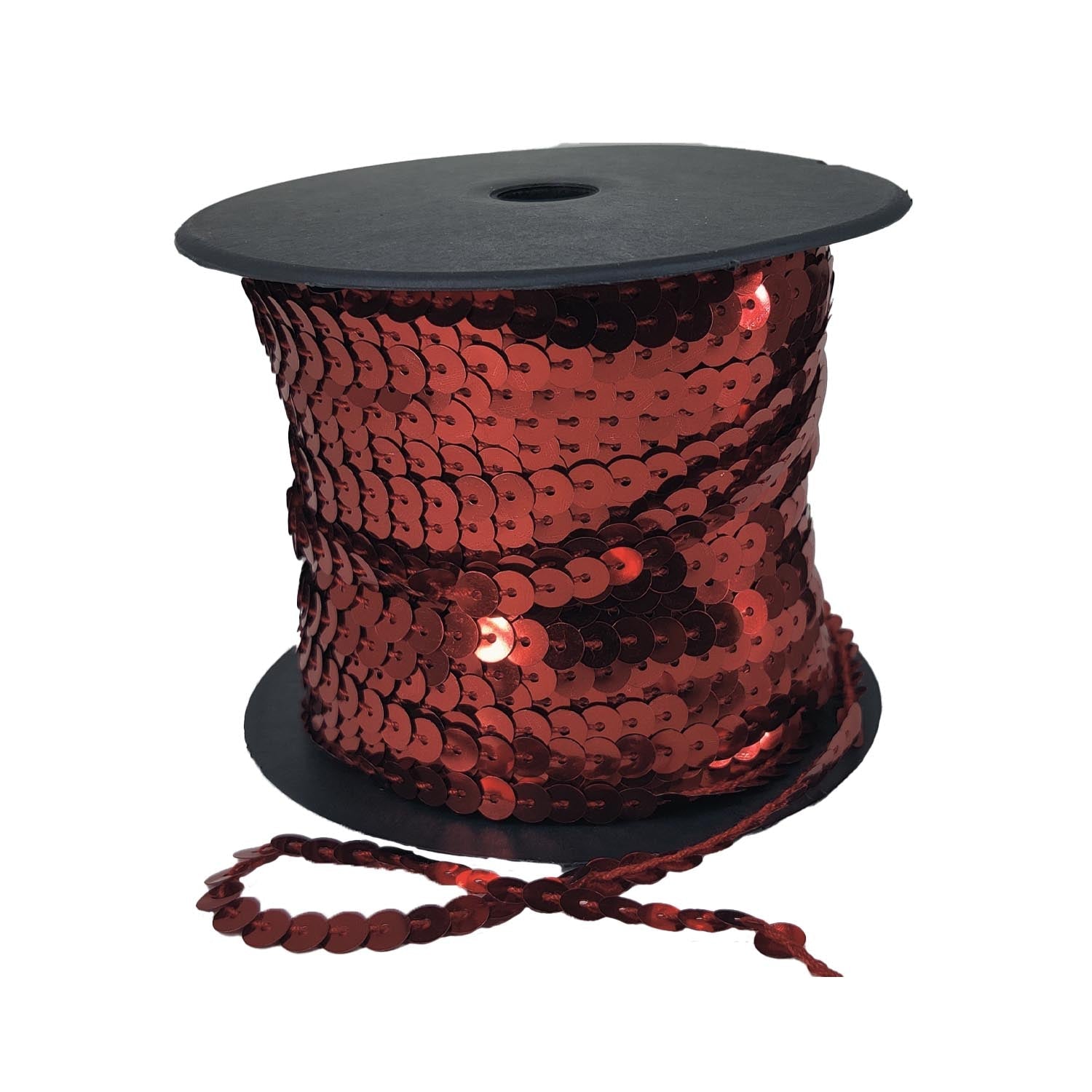 Sequins Chain Rolls (10 Meters) Shine Reflective Brownish Red 6 MM Round Paillettes For Sewing Accessories Garment Ornament Decorative Embellishments [ac-sewsupp-00010-m2]