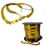 Sequins Chain Rolls (10 Meters) Shine Reflective Gold Color 6 MM Round Paillettes For Sewing Accessories Garment Ornament Decorative Embellishments [ac-sewsupp-00010-m3]