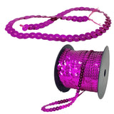 Sequins Chain Rolls (10 Meters) Shine Reflective Dark Pink 6 MM Round Paillettes For Sewing Accessories Garment Ornament Decorative Embellishments [ac-sewsupp-00010-m4]
