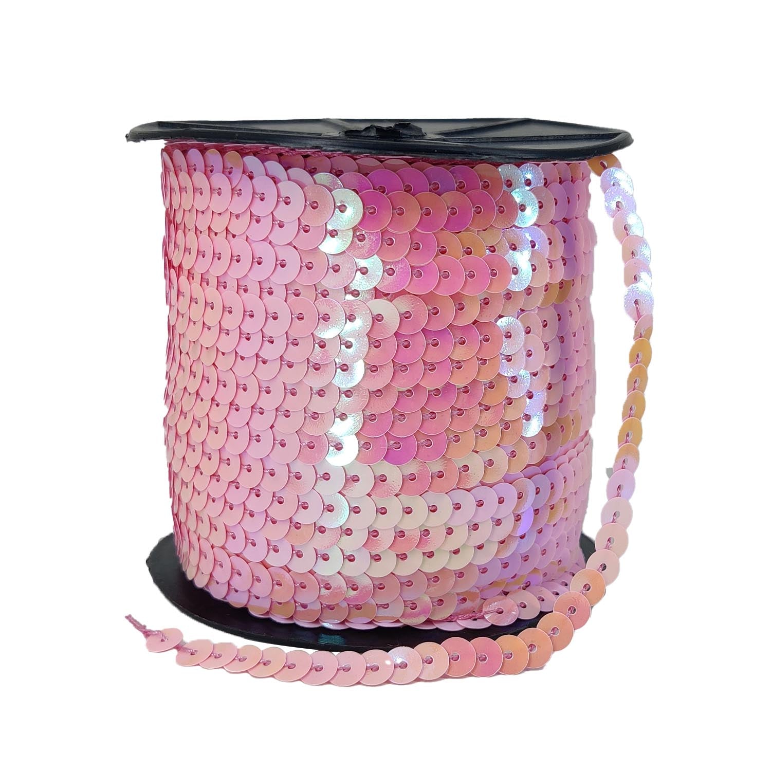 Sequins Chain Rolls (10 Meters) Shine Reflective Light Pink 6 MM Round Paillettes For Sewing Accessories Garment Ornament Decorative Embellishments [ac-sewsupp-00010-m6]