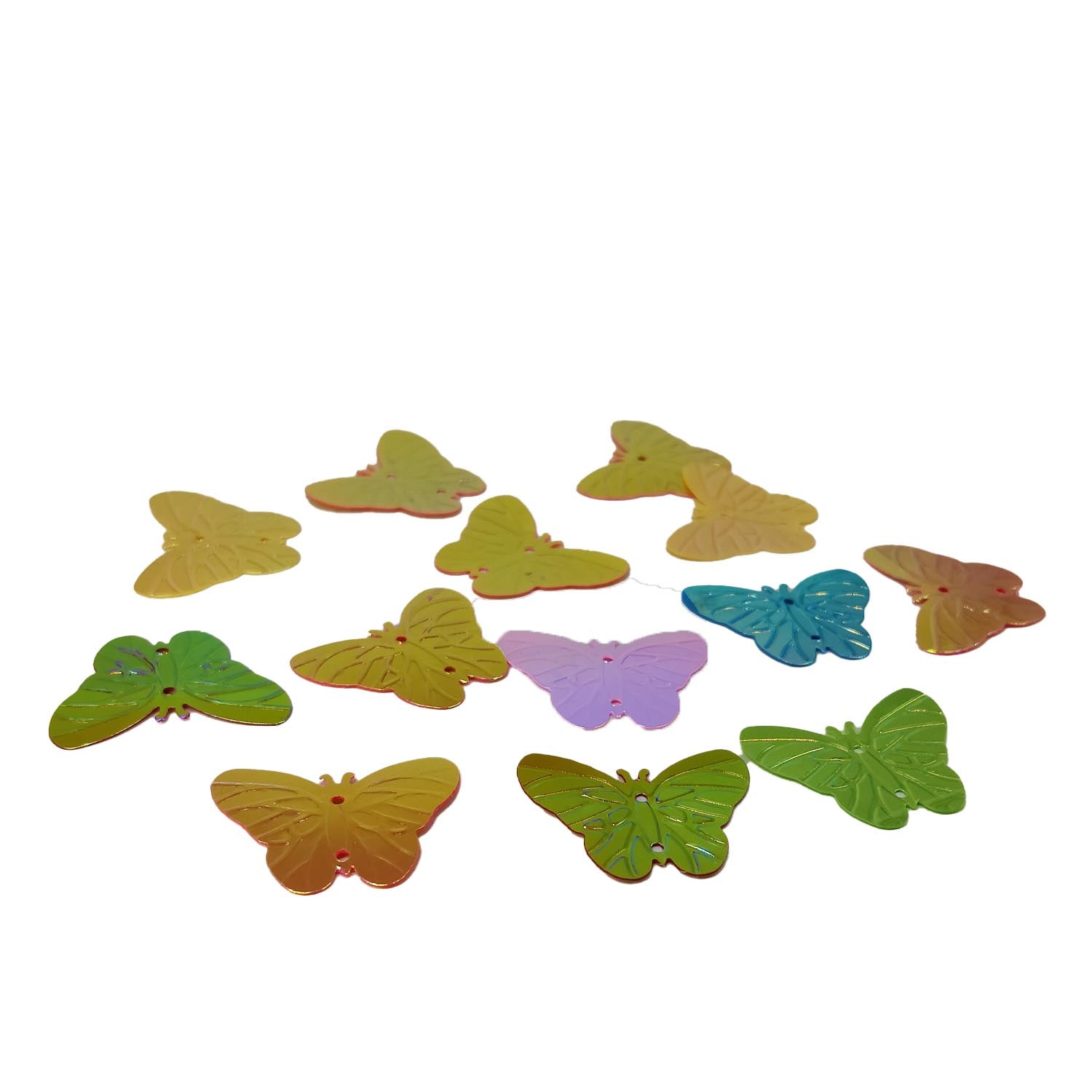 Plastic Sequins (40+ Pieces, 10 GMs Wt) 23x30 MM 0.5 MM Thick 1 MM Hole Mixed Colors Butterfly Paillettes For Sewing Garment DIY Crafts [ac-sewsupp-00011-m16]