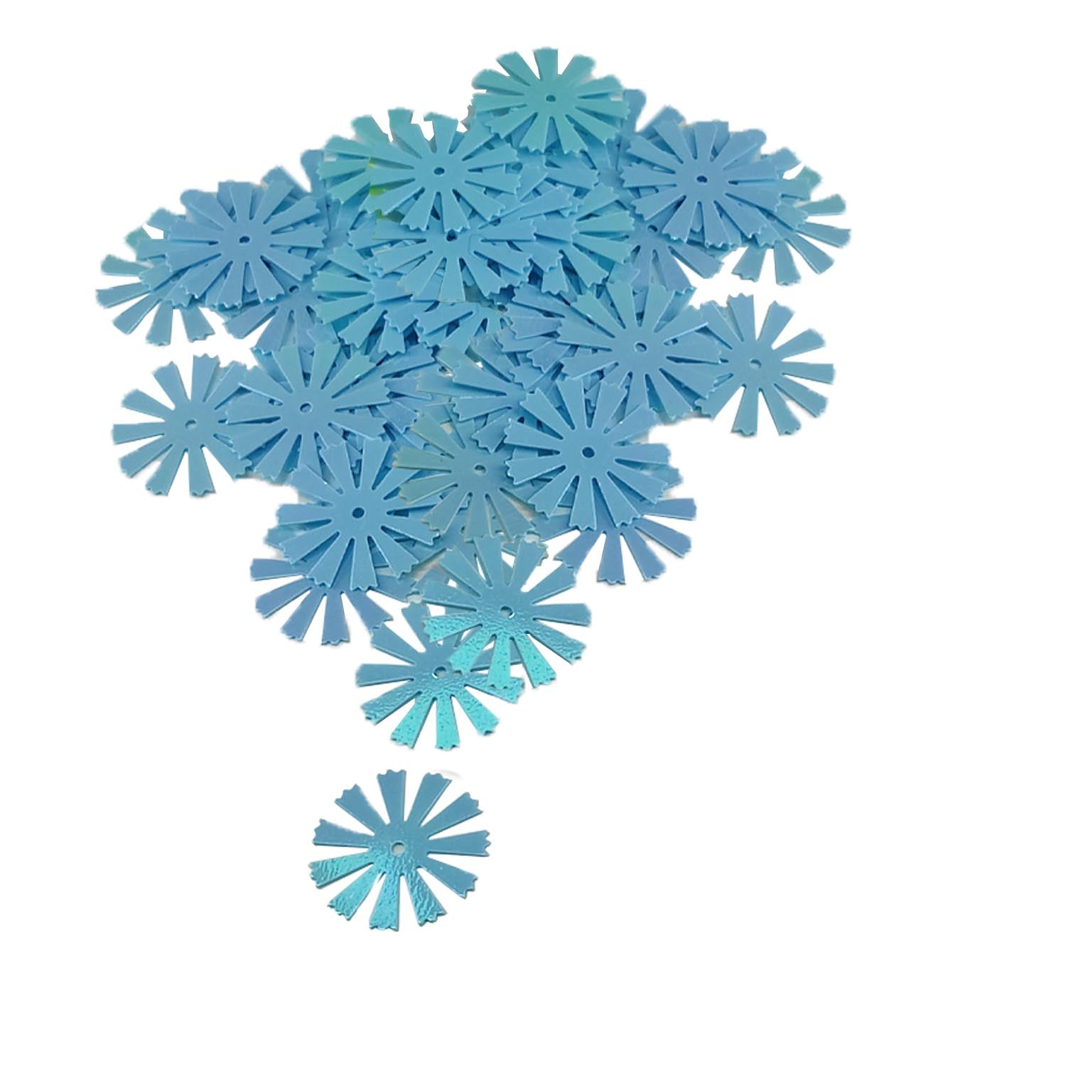 Plastic Sequins (75+ Pieces, 5 GMs Wt) 16 MM 0.2 MM Thick 1 MM Hole Blue Flower Paillettes For Sewing Garment DIY Crafts Embellishments [ac-sewsupp-00011-m19]