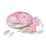 Plastic Sequins (750+ Pieces) 15x6.5 MM 0.3 MM Thick 1 MM Hole Pink & White Oval Paillettes For Sewing Garment DIY Crafts Embellishments [ac-sewsupp-00011-m21]