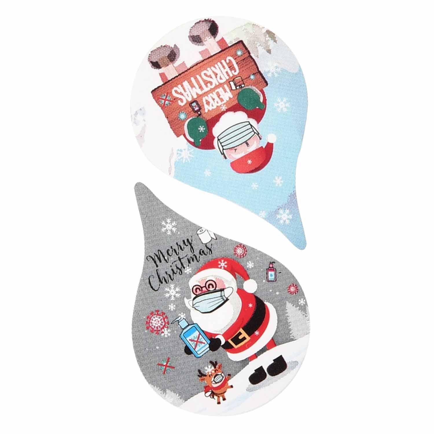 Paper Stickers 2.5x1 Inch / 6.3x2.75 CM (1 Roll, 500 Stickers) Merry Christmas Theme Drop Multicolor Gift Packing Tags