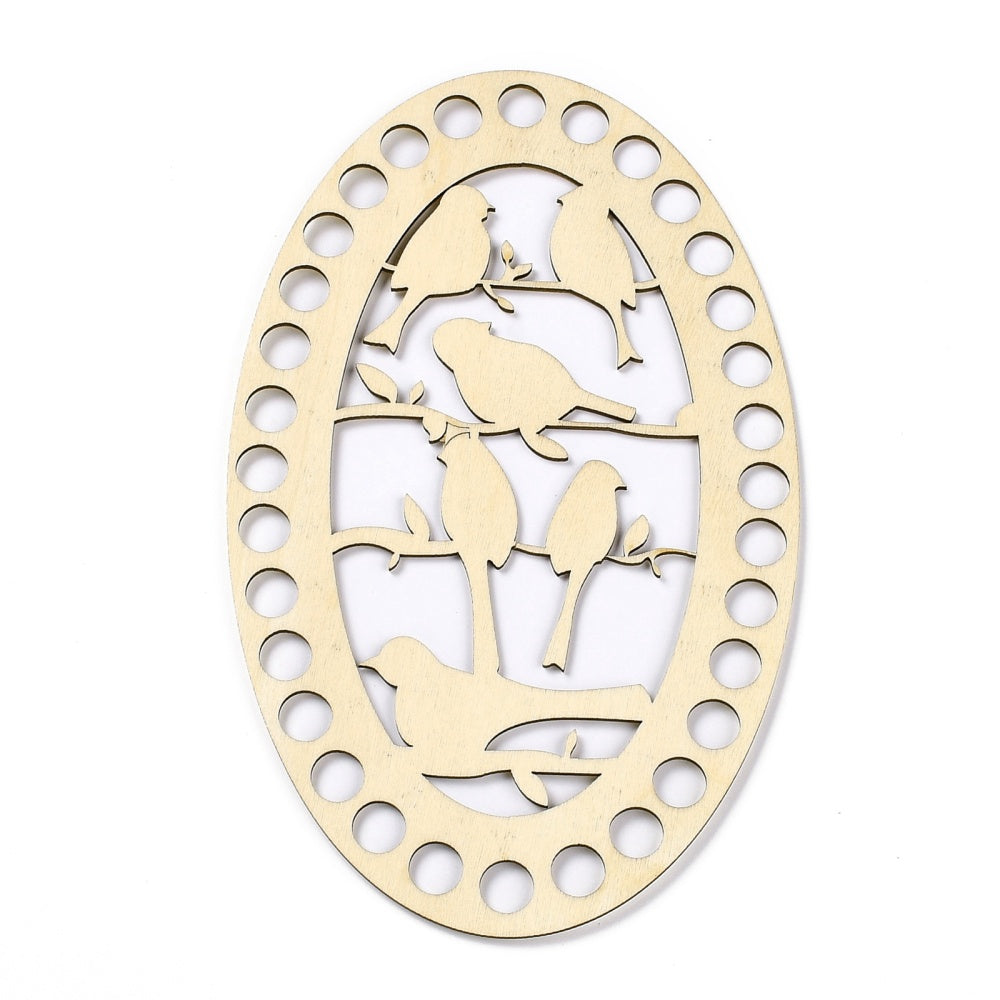 Wooden Embroidery Floss Thread Holder Organizer (1 Piece) 8x5 Inch / 20x12.5 CM 2 MM Thick Oval Bird Pattern Needlework Cross Stitching Kit [jefs-dispcrdtool-00008-m1]