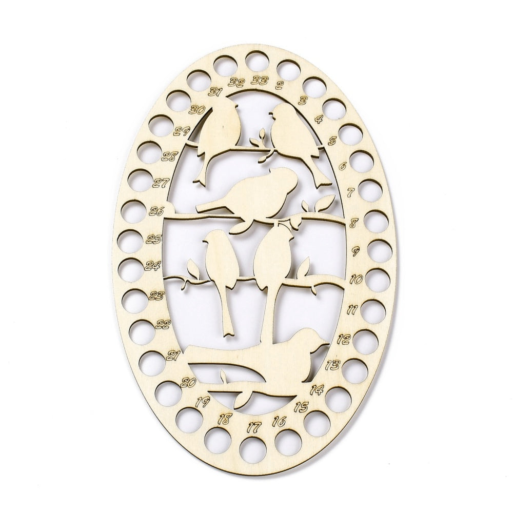 Wooden Embroidery Floss Thread Holder Organizer (1 Piece) 8x5 Inch / 20x12.5 CM 2 MM Thick Oval Bird Pattern Needlework Cross Stitching Kit [jefs-dispcrdtool-00008-m1]