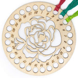 Wooden Embroidery Floss Thread Holder Organizer (1 Piece) 6 Inch / 15 CM 2 MM Thick Round Flower Pattern Needlework Cross Stitching Kit [jefs-dispcrdtool-00008-m2]