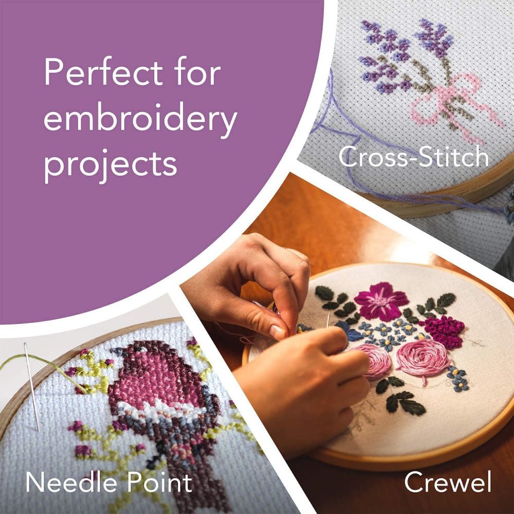 Wooden Embroidery Floss Thread Holder Organizer (1 Piece) 6 Inch / 15 CM 2 MM Thick Round Flower Pattern Needlework Cross Stitching Kit [jefs-dispcrdtool-00008-m2]