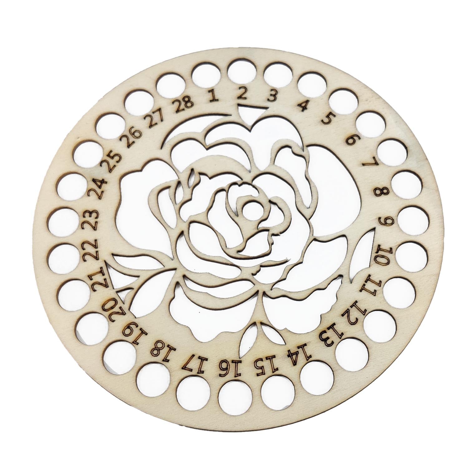 Wooden Embroidery Floss Thread Holder Organizer (1 Piece) 6 Inch / 15 CM 2 MM Thick Round Flower Pattern Needlework Cross Stitching Kit