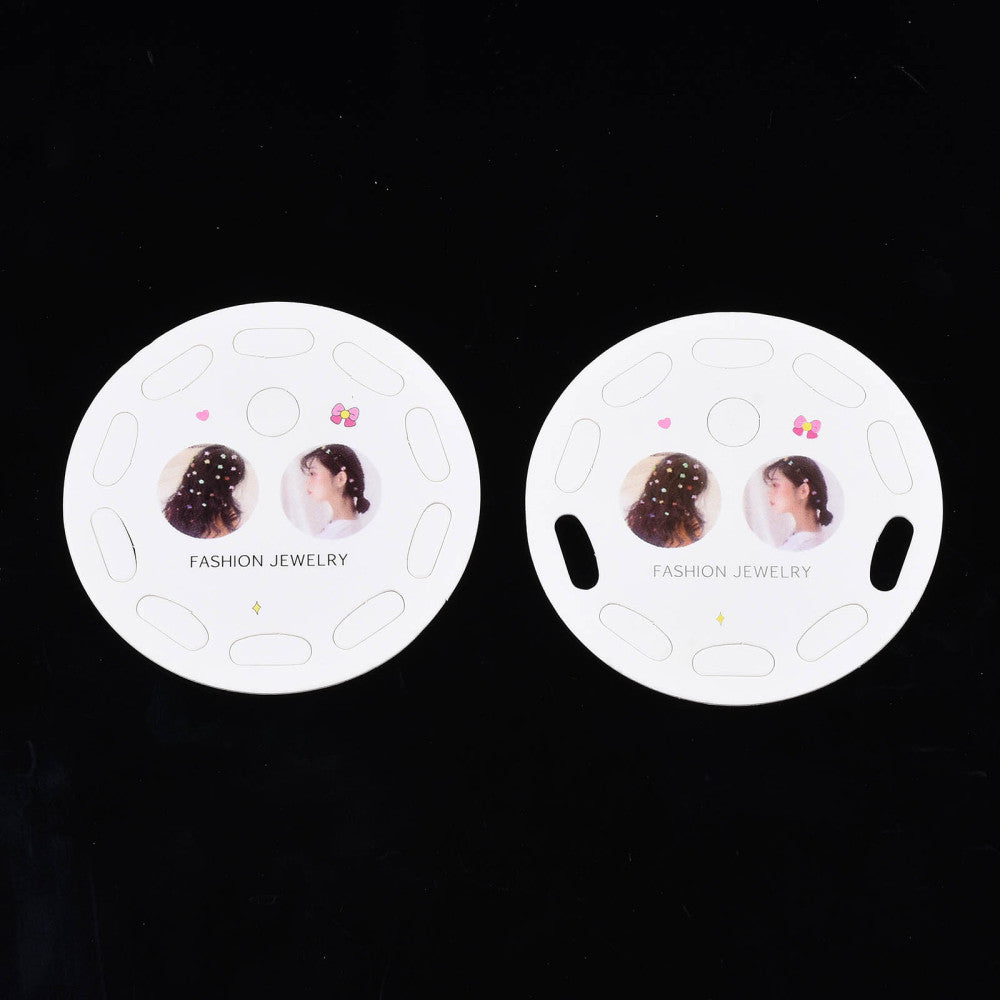 Mini Hair Claw Clips Accessories Display Hanger Cards (50 Pieces) 2.5 Inch 10 Slots Round White [jefs-dispcrdtool-00011-m1]