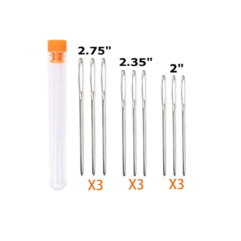 Iron Big Eye Blunt Sewing Needles (9 PCs, 2, 2.35, 2.75 Inch Mixed) Thickness:2MM For Yarn Knitting Crochet Crafts