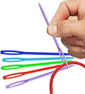 Plastic Sewing Needles (25 PCs, Random Colors) 2.75 Inch Thickness:4.5 MM With Tip: 1 MM Hole:15x1.5 MM Children Safe For Yarn Knitting Crochet Crafts