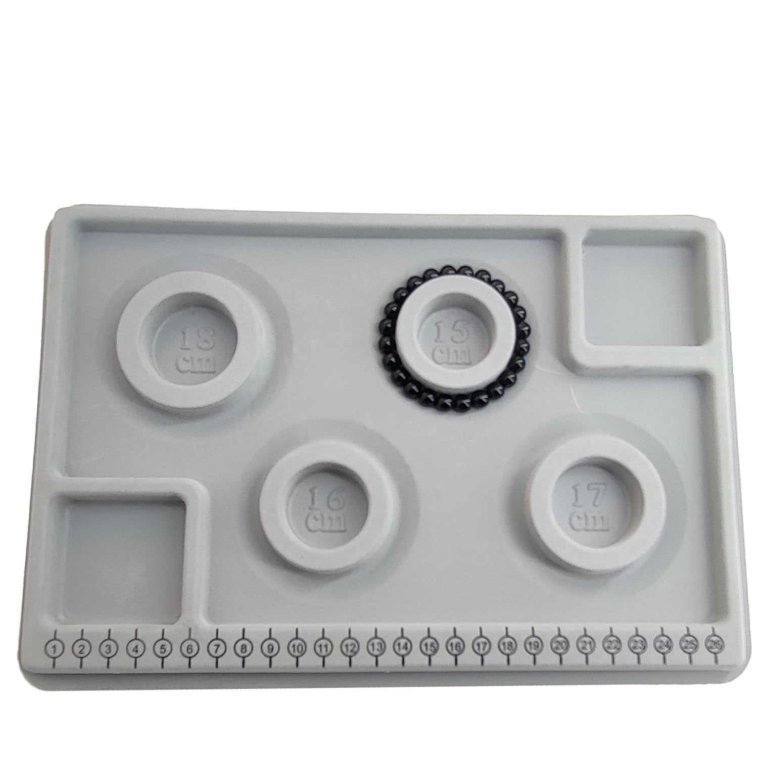 Plastic Beading Bracelet Anklet Designing Tray Board (1 Piece) For Jewellery Making Crafts 11.5x8x0.6 Inch Rectangle Grey [jefs-dispcrdtool-00174-m3]