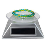Solar & Battery Power 360 Degree Rotating Display Stands (1 PC) Silver Color 4x2 Inch Plate Dia 3.25 Inch For Watches Jewellery Bracelets Rings Phones [jefs-dispcrdtool-00175-m1]
