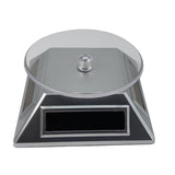 Solar & Battery Power 360 Degree Rotating Display Stands (1 PC) Silver Color 4x2 Inch Plate Dia 3.25 Inch For Watches Jewellery Bracelets Rings Phones [jefs-dispcrdtool-00175-m1]