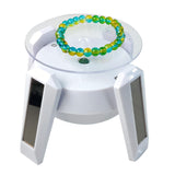 Solar & Battery Power 360 Degree Rotating Display Stands (1 PC) White Color 5x3 Inch Plate Dia 3.25 Inch For Watches Jewellery Bracelets Rings Phones [jefs-dispcrdtool-00175-m3]