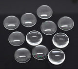 Glass Cabochons Embellishments 20x5.5-6 MM (Pack of 10 PCs) Round Dome Flat Back Transparent For DIY Crafts Jewellery Making Magnets