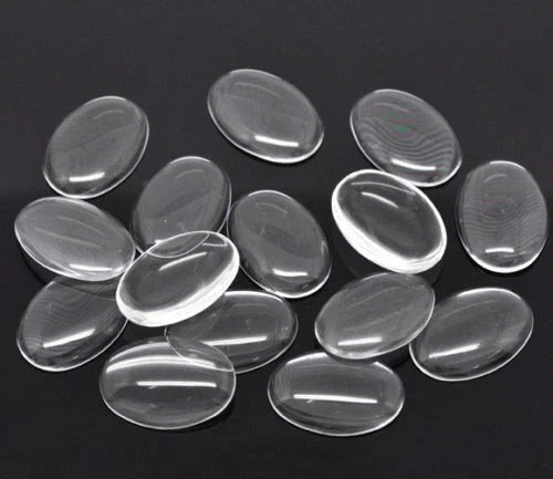 Glass Cabochons Embellishments 20x15x5 MM (10 Pieces) Oval Dome Patch Transparent Color For Jewellery Making DIY Painting Crafts Decoration [jefs-embelshcabo-00001-m24]