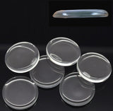Glass Cabochons Embellishments 25x4-5 MM (Pack of 10 PCs) Round Double Side Flat Transparent For DIY Crafts Jewellery Making Magnets