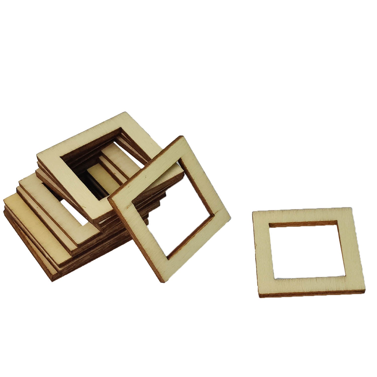 Wooden Rings 3x3x0.25 CM (10 Pieces) Square For Sewing Macrame Crochet DIY Crafts Painting Arts Decoration [jefs-embelshcabo-00004-m4]