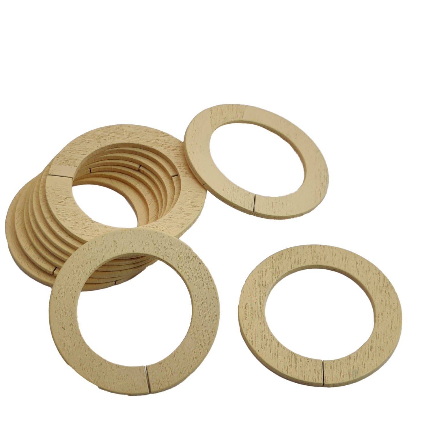 Wooden Rings 45x2 MM (10 Pieces) Round For Sewing Macrame Crochet DIY Crafts Painting Arts Decoration [jefs-embelshcabo-00004-m9]