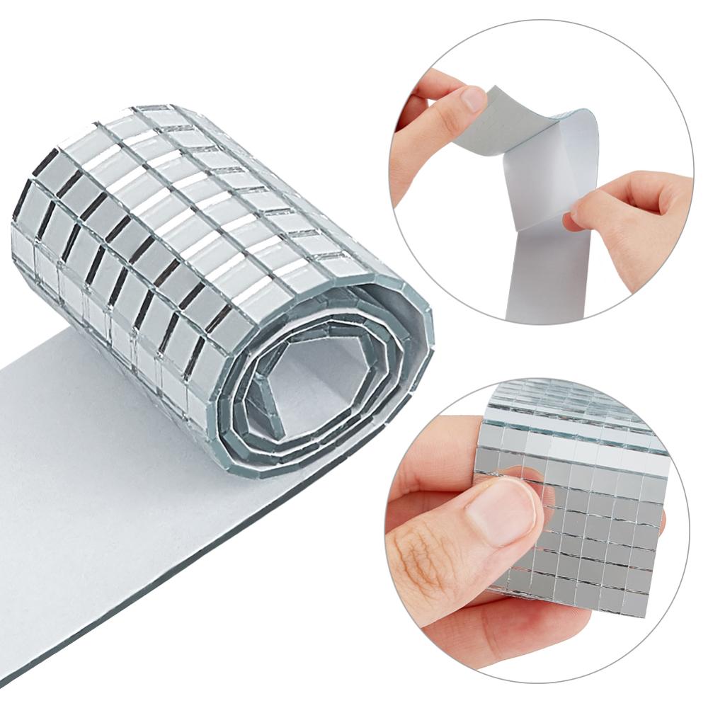 Mini 5 MM Self Adhesive Glass Mirror Stickers (1 Meter, 1650+ Pieces) Transparent Square For Embroidery Crafts Jewellery Making Decoration [jefs-embelshcabo-00005-m2]