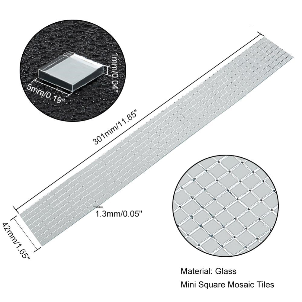 Mini 5 MM Self Adhesive Glass Mirror Stickers (1 Meter, 1650+ Pieces) Transparent Square For Embroidery Crafts Jewellery Making Decoration [jefs-embelshcabo-00005-m2]