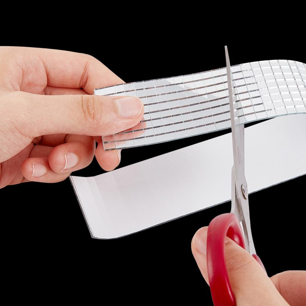 Mini 5 MM Self Adhesive Glass Mirror Stickers (1 Meter, 1650+ Pieces) Transparent Square For Embroidery Crafts Jewellery Making Decoration [jefs-embelshcabo-00005-m2]