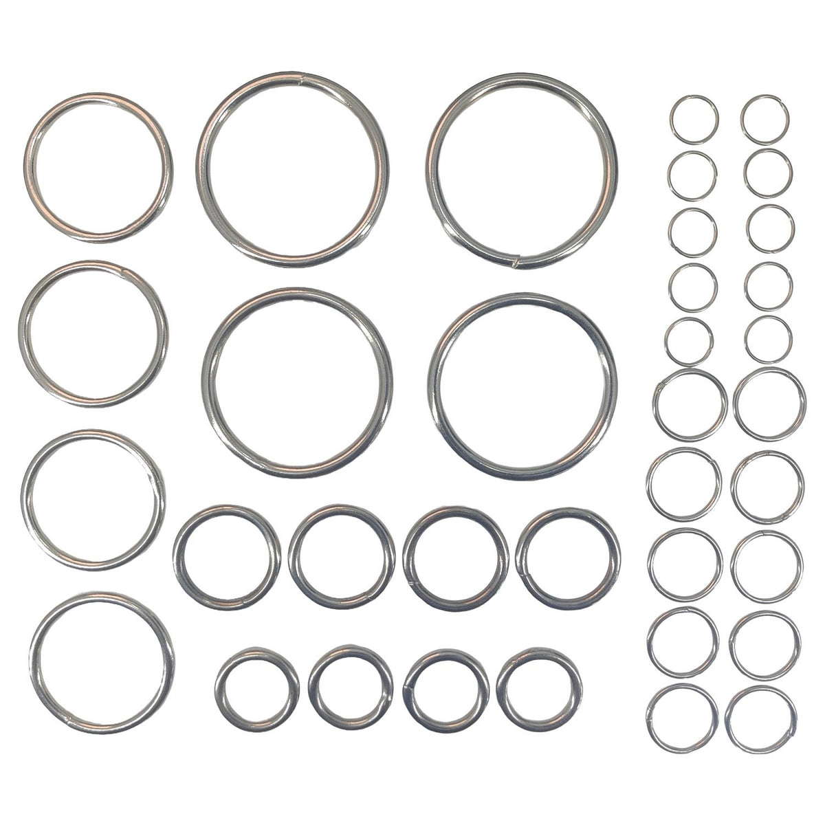 Chromium Plated Metal Rings (6 Sizes Mixed - 36 PCs Total) Silver Color For DIY Crafts Projects Macrame Dream Catchers Blinds Decorations