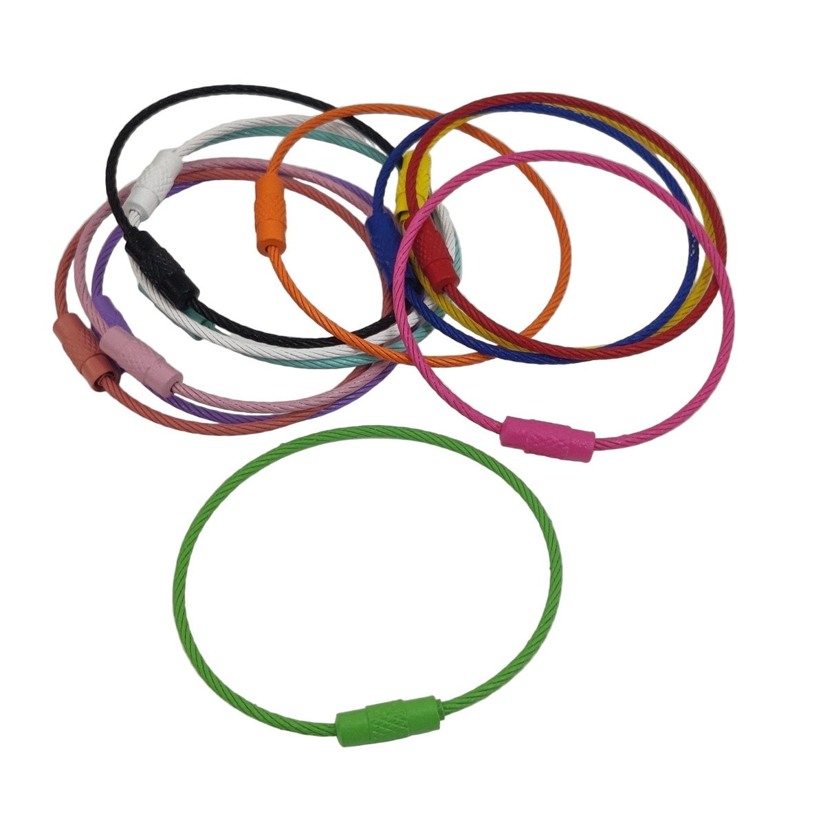 Stainless Steel Strong Cable Wire Keychain Cords Finished Dia 1.9 Inch Thickess 1.5 MM With Screw Clasps For ID Tags Luggage Multipurpose