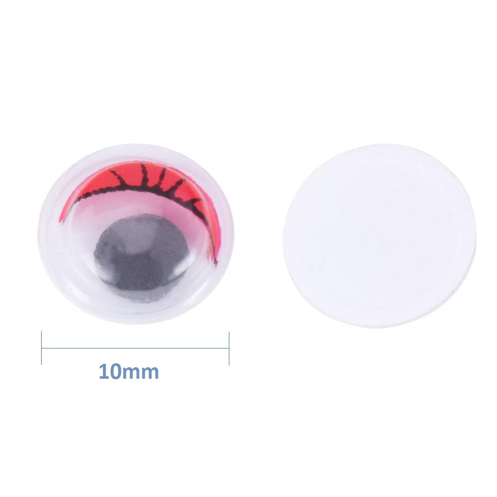 Plastic Wiggle Googly Eyes 10 MM (25 Pieces, Mixed Colors) Round Self Adhesive For Doll Toy Making DIY Crafts [jefs-gnrlcrftsupp-00051-m1]