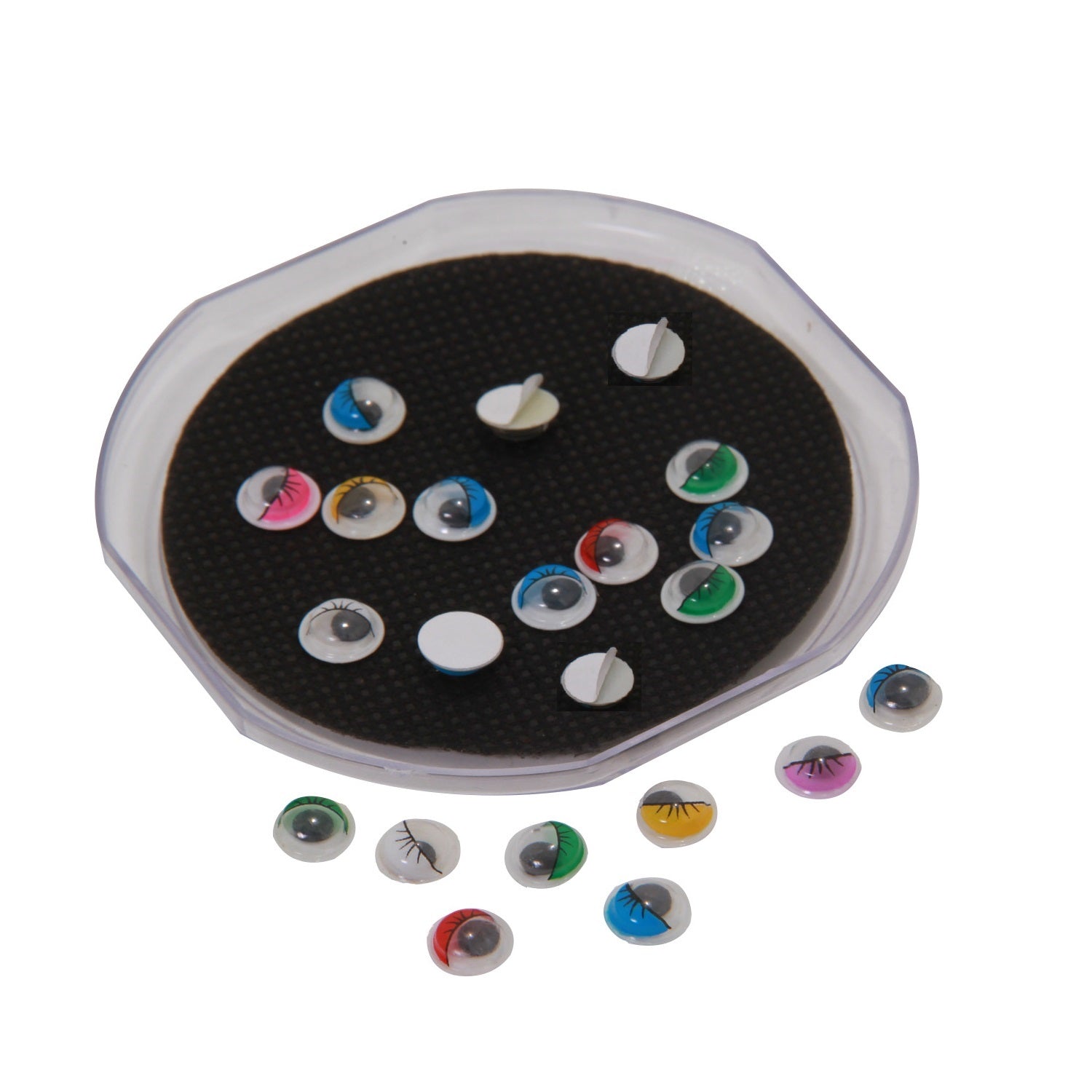 Plastic Wiggle Googly Eyes 10 MM (25 Pieces, Mixed Colors) Round Self Adhesive For Doll Toy Making DIY Crafts [jefs-gnrlcrftsupp-00051-m1]