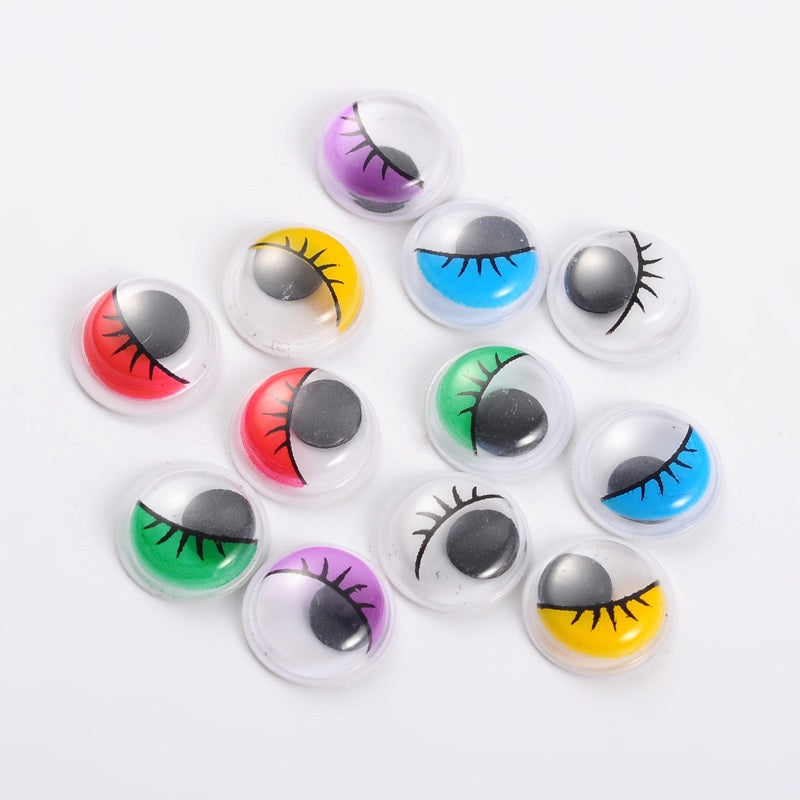 Plastic Wiggle Googly Eyes 10 MM (25 Pieces, Mixed Colors) Round Self Adhesive For Doll Toy Making DIY Crafts [jefs-gnrlcrftsupp-00051-m1]