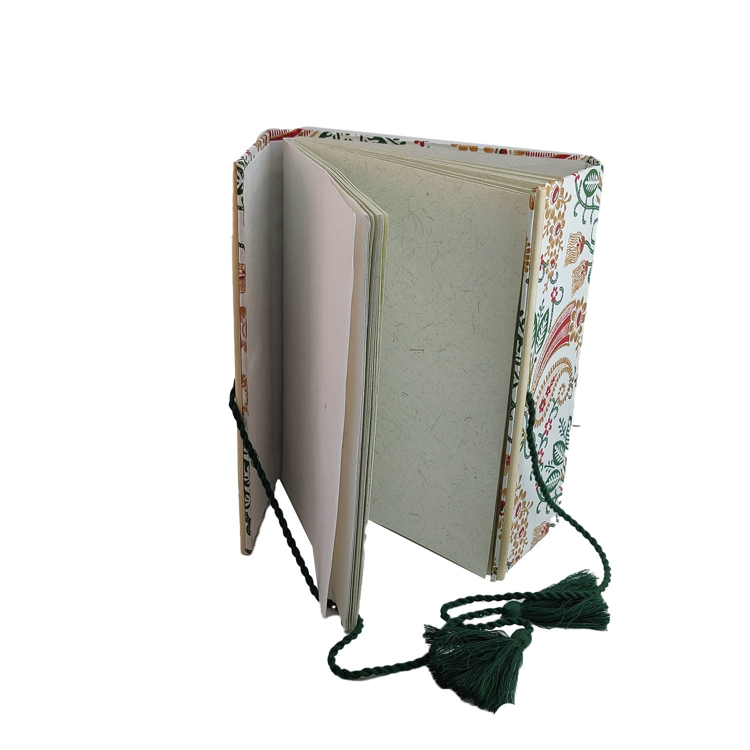 Vintage Handmade Journal Notebook (1 PC x 50 Pages) 6x8 Inch Bamboo Sticks Organic Cotton Papers Thread Tassle Lock Personal Gifts Multicolor [jefs-offcstnry-00003-m10]