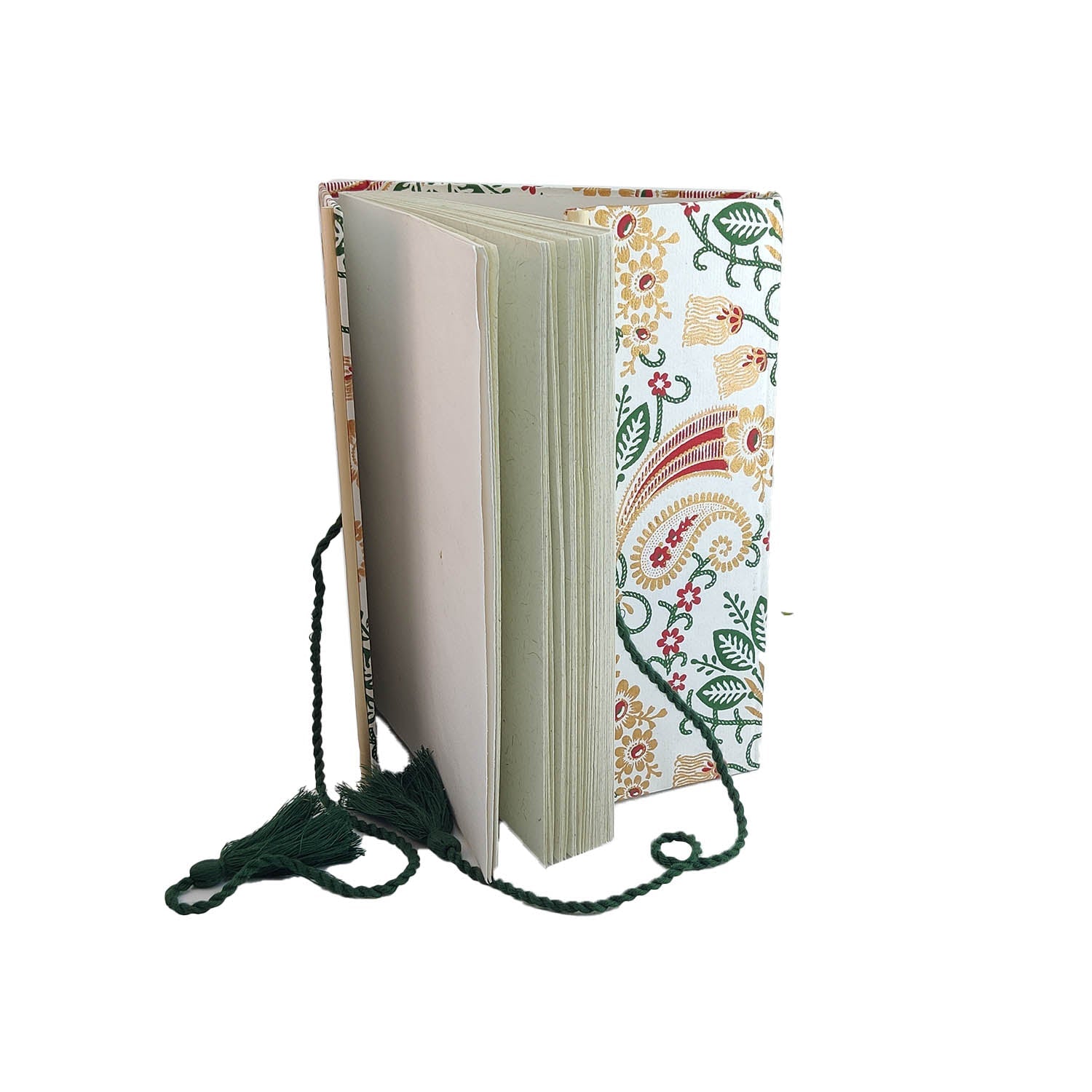 Vintage Handmade Journal Notebook (1 PC x 50 Pages) 6x8 Inch Bamboo Sticks Organic Cotton Papers Thread Tassle Lock Personal Gifts Multicolor [jefs-offcstnry-00003-m10]