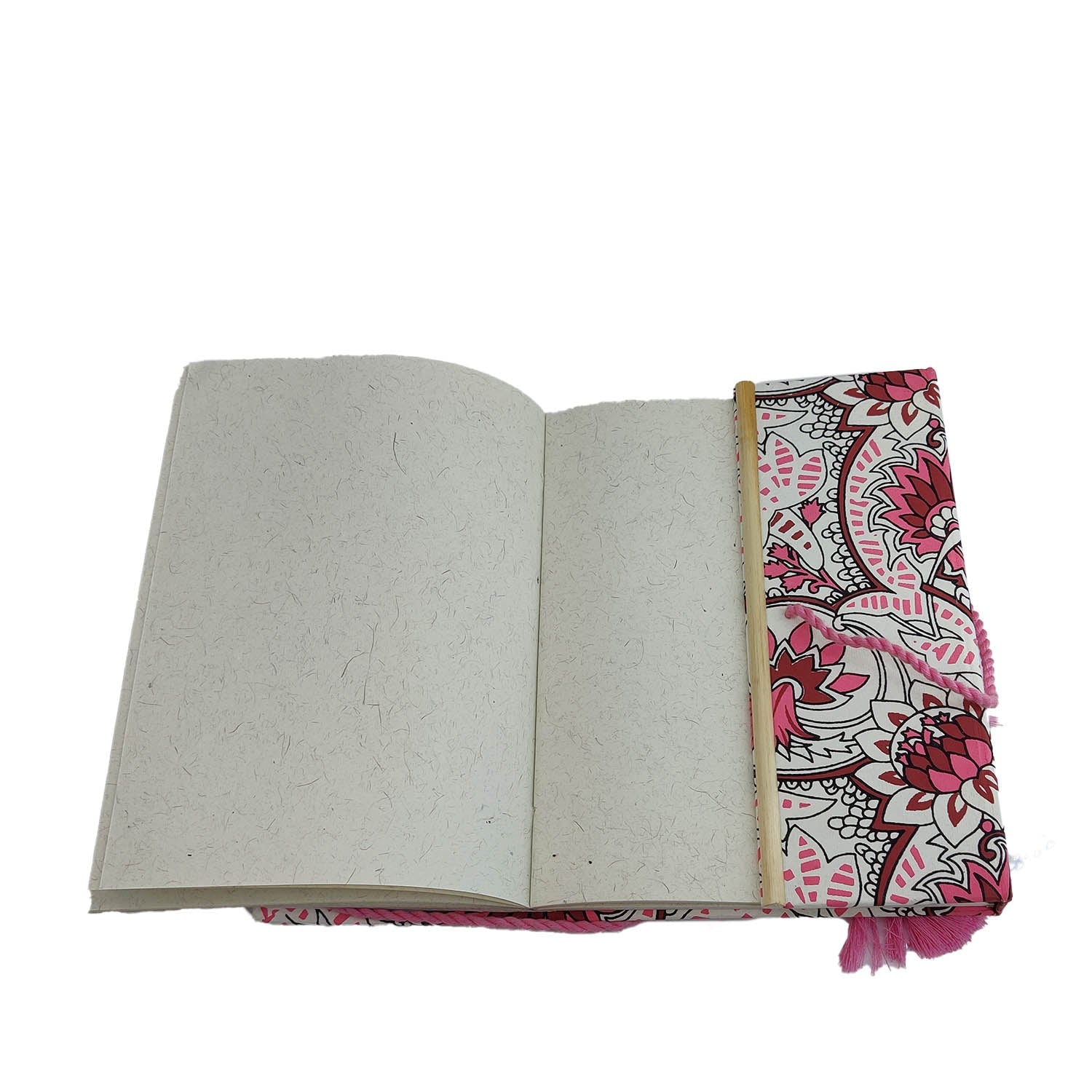 Handmade Vintage Journal Notebook (1 PC x 50 Pages) 6x8 Inch Bamboo Sticks Organic Cotton Papers Thread Tassle Lock Personal Gifts Multicolor [jefs-offcstnry-00003-m11]